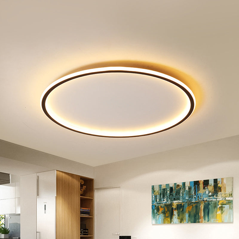 Moderne Plafondlamp Aluminium LED Rond Zwart 40/50/60cm Dimbaar met Afstandsbediening Scandinavisch Design | Sansoti
