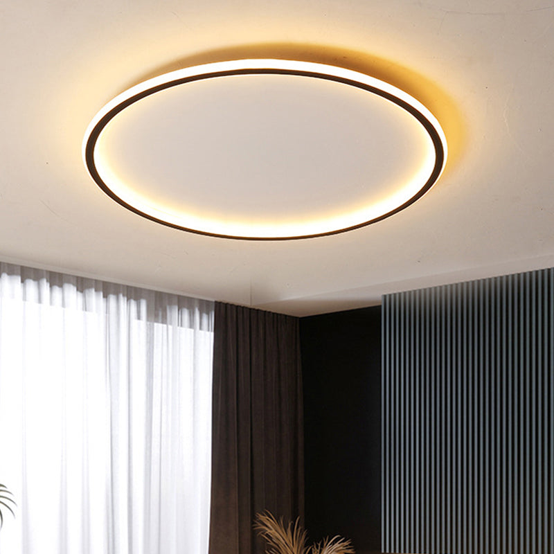 Moderne Plafondlamp Aluminium LED Rond Zwart 40/50/60cm Dimbaar met Afstandsbediening Scandinavisch Design | Sansoti