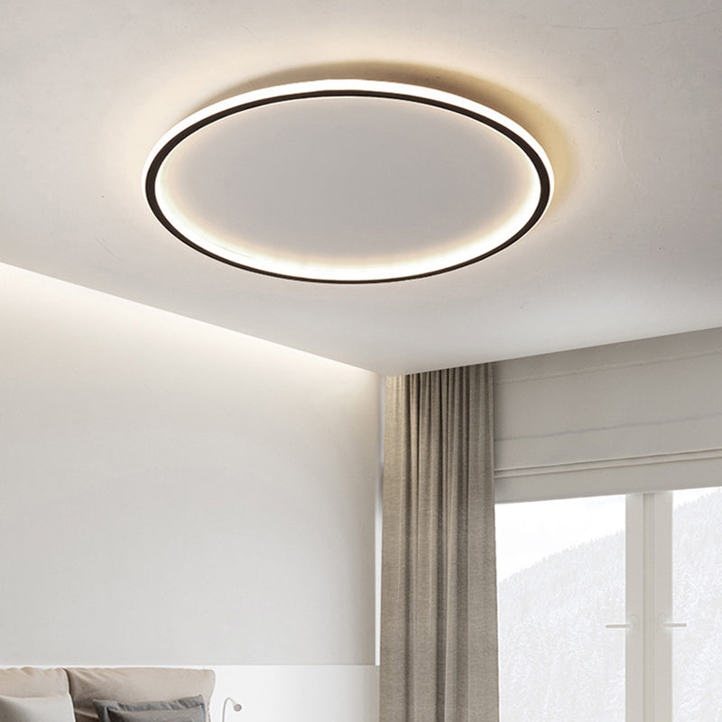 Moderne Plafondlamp Aluminium LED Rond Zwart 40/50/60cm Dimbaar met Afstandsbediening Scandinavisch Design | Sansoti