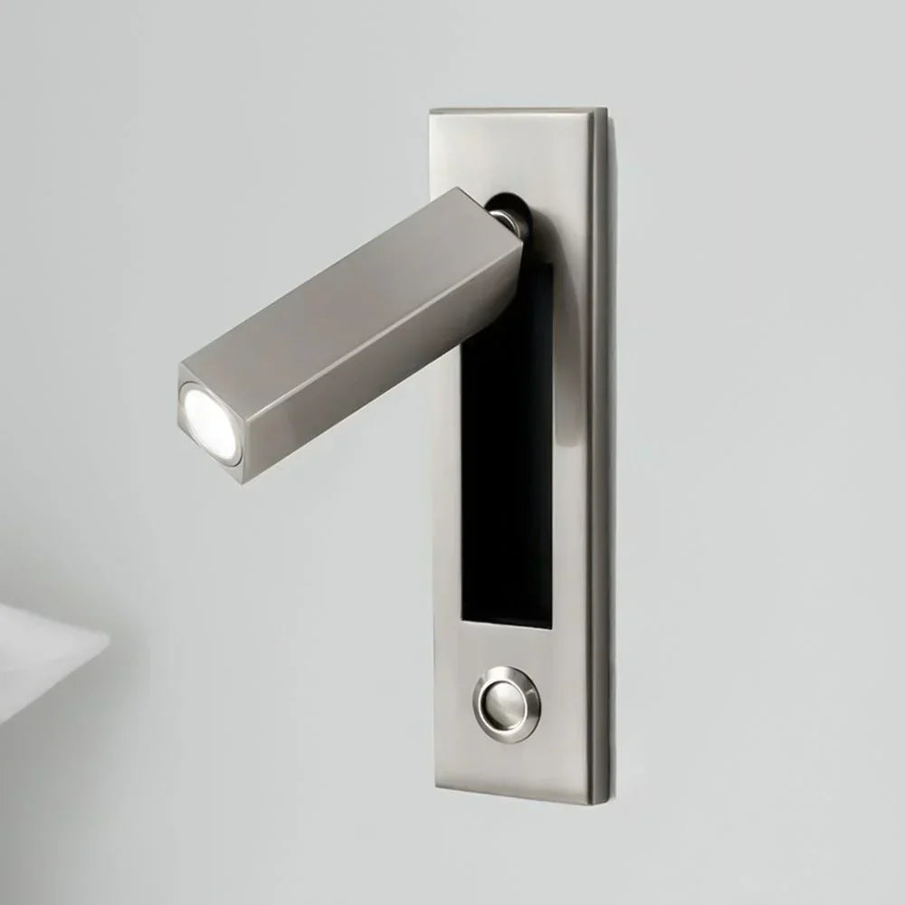 Drehbare Wandleuchte aus Metall in Zylinderform, Leselampe mit verstellbarem Licht, modernes Design, Schwarz und Gold, Nachttischlampe | Sansoti