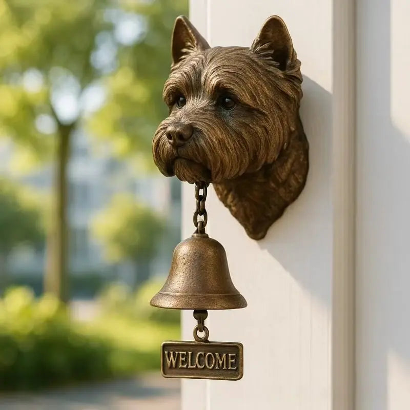 Cloche murale en bronze avec motif de chien - Cloche de bienvenue décorative pour l’entrée, la terrasse et le jardin - Sonnette vintage | Sansoti