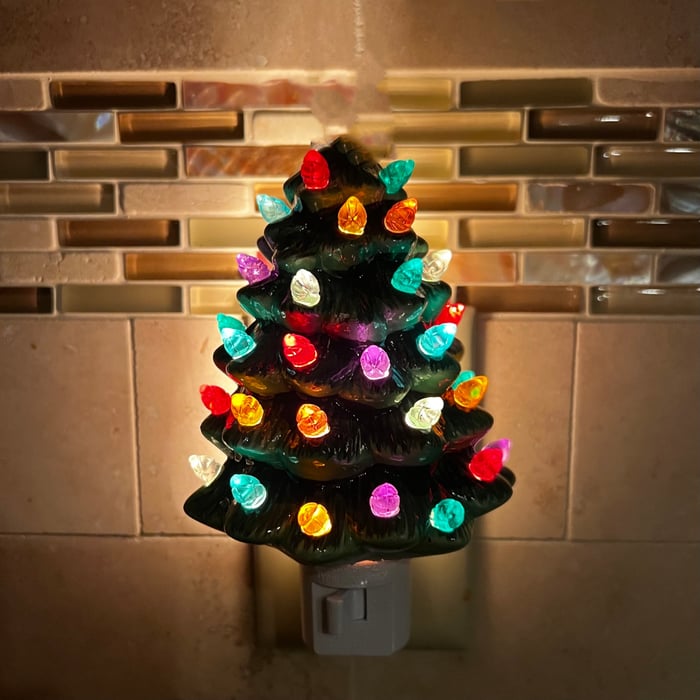 Decoratieve Verlichte Kerstboom Nachtlamp Warmwit LED Sfeerverlichting Hars voor Kerstdecoratie Slaapkamer Woonkamer | Sansoti