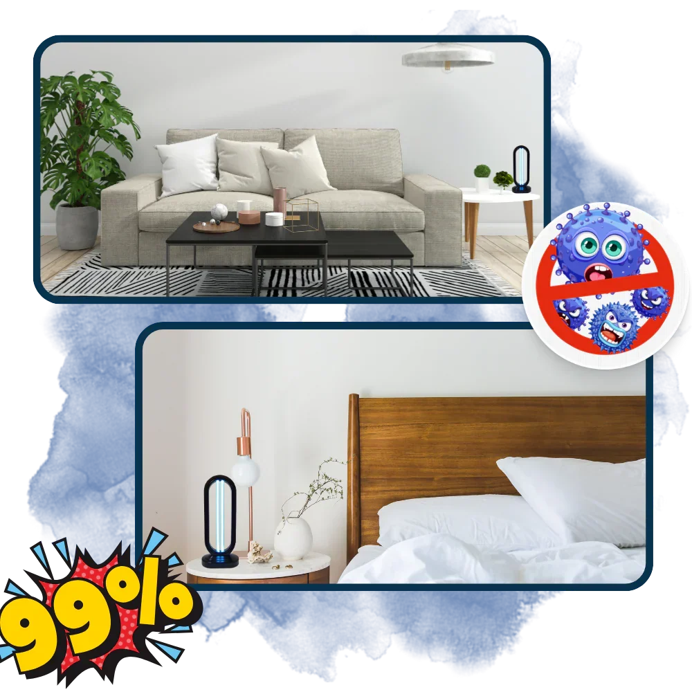 Lampe de désinfection UV-C 38 W pour plusieurs surfaces, avec minuterie et télécommande, noire, désinfection | Sansoti