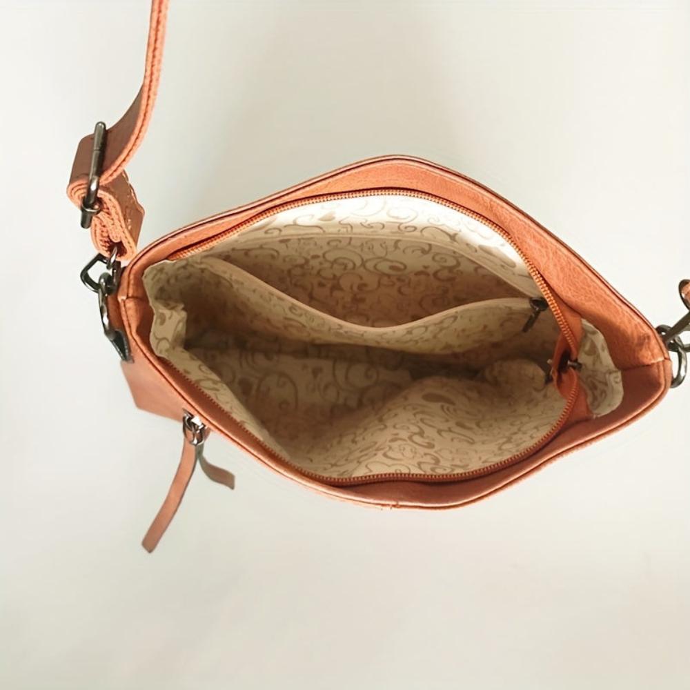 Vierkante Retro Schoudertas Bruin Crossbody Damestas Compacte Stijlvolle Schoudertas Dagelijks Gebruik | Sansoti