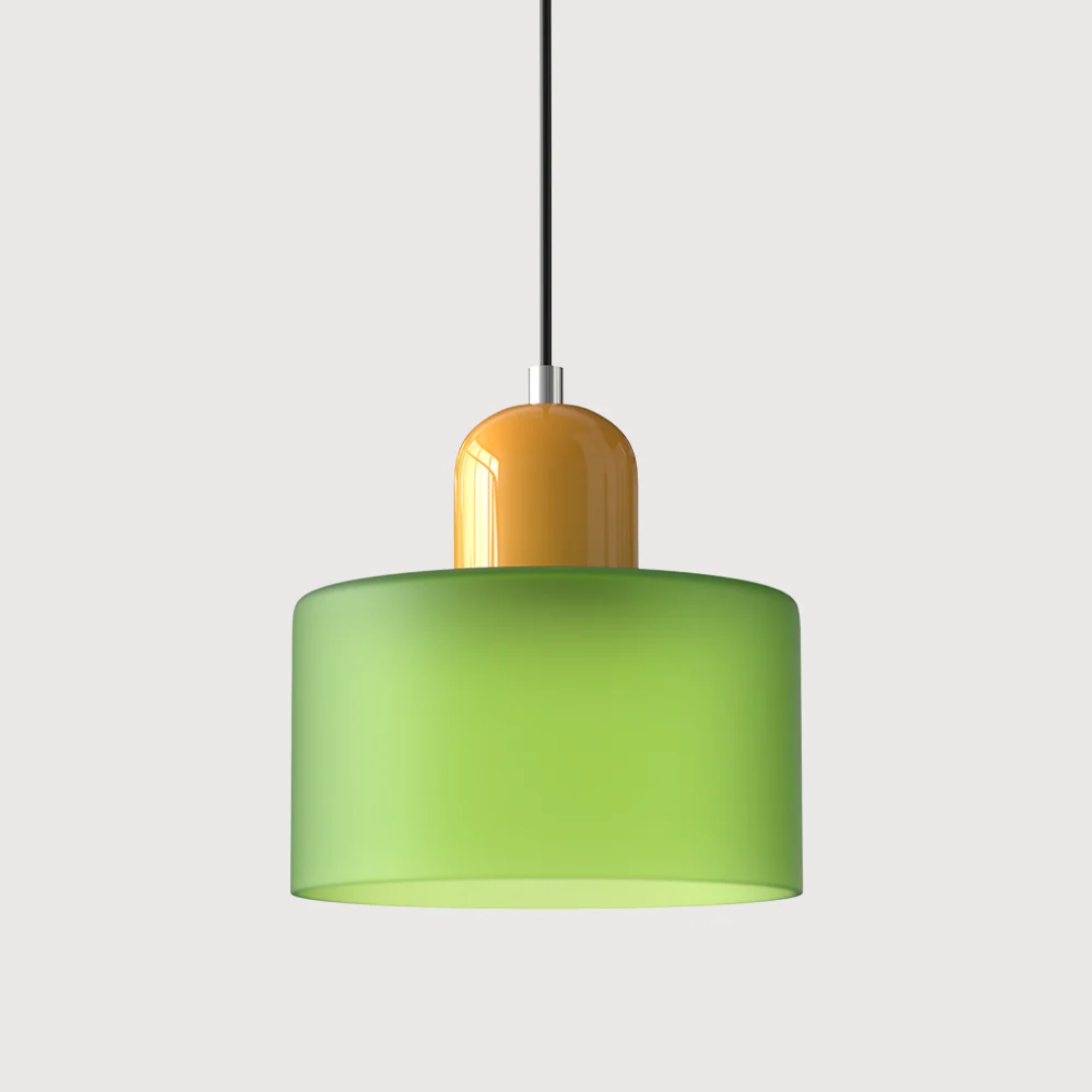 Lismeno Retro Hanglamp Glas 15cm Groen Oranje Eettafel Keuken Vintage Verlichting Compact | Sansoti