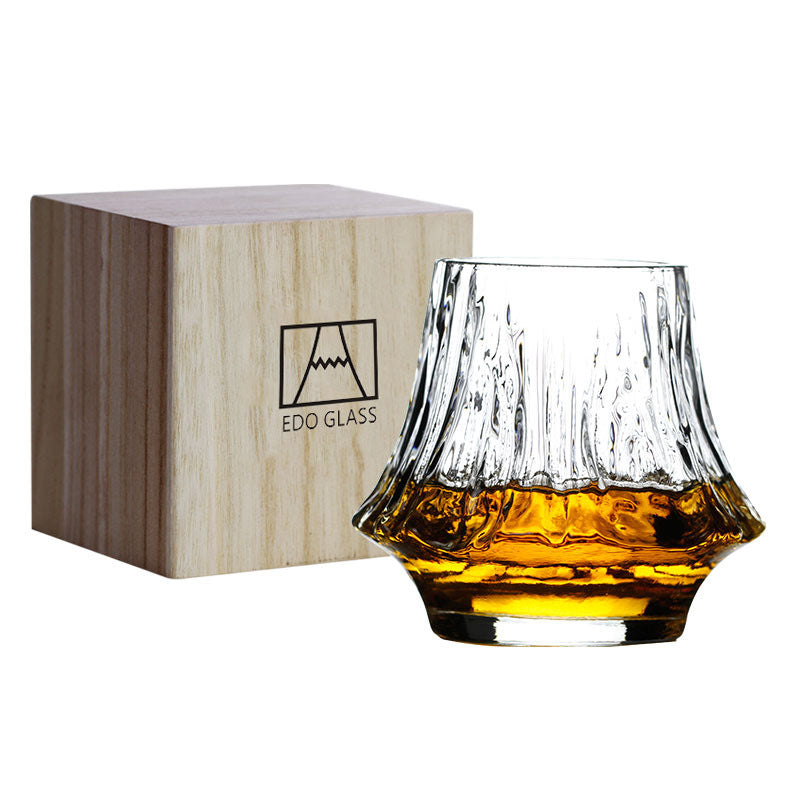Japans Whiskeyglas met Fujiberg Relief 220ml Hittebestendig Glas Handgemaakt | Exclusief Whisky Tumbler Glas Premium Drinkglas | Sansoti