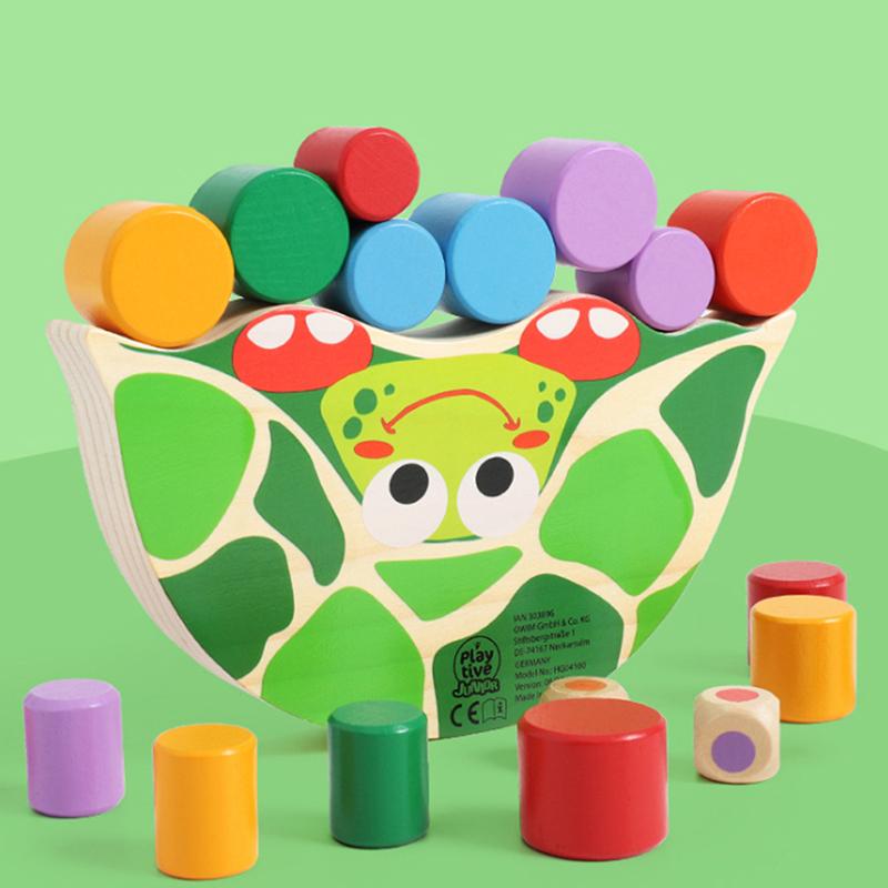Jeu d’empilage en bois en forme de tortue avec blocs colorés pour la motricité, l’équilibre et la coordination – Jouet éducatif | Sansoti