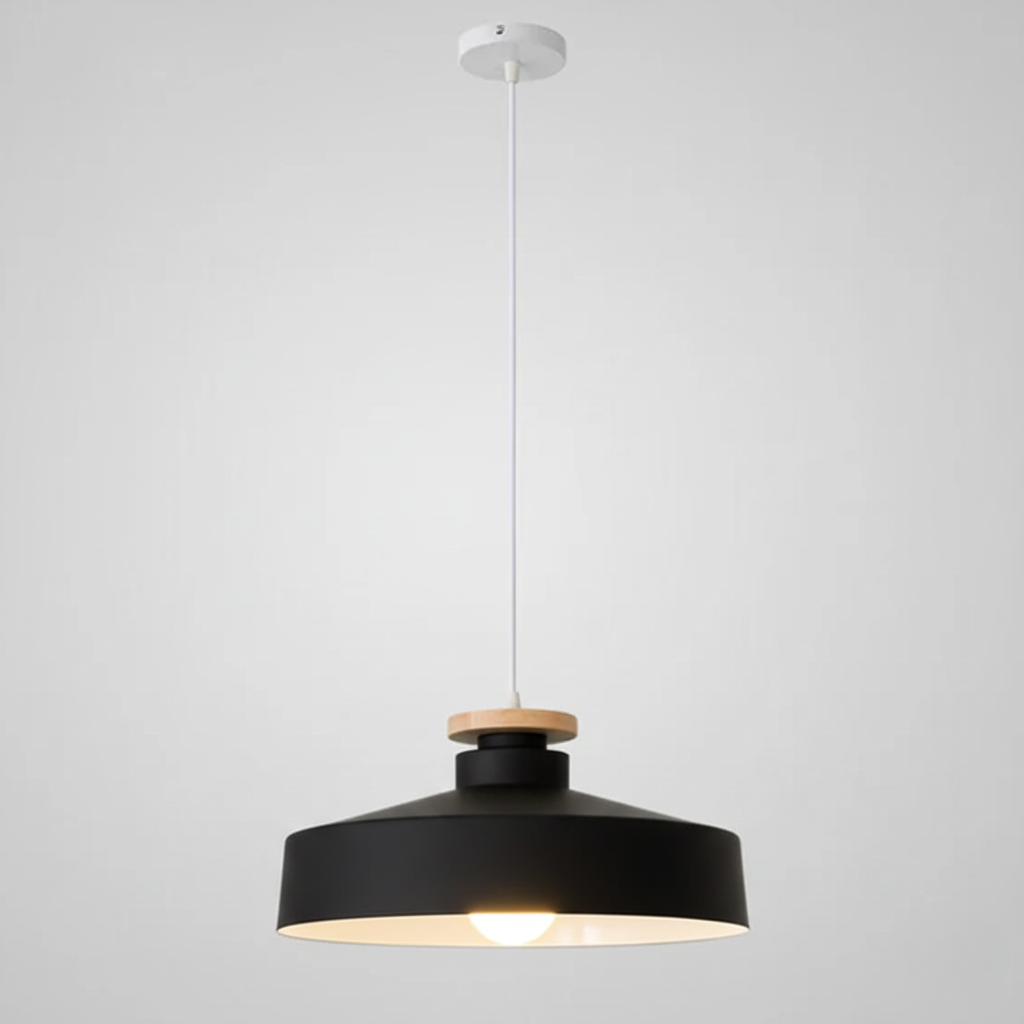 Hanglamp met Houten Kap en Aluminium Accent – Scandinavisch Design voor Eetkamer en Woonkamer | Sansoti