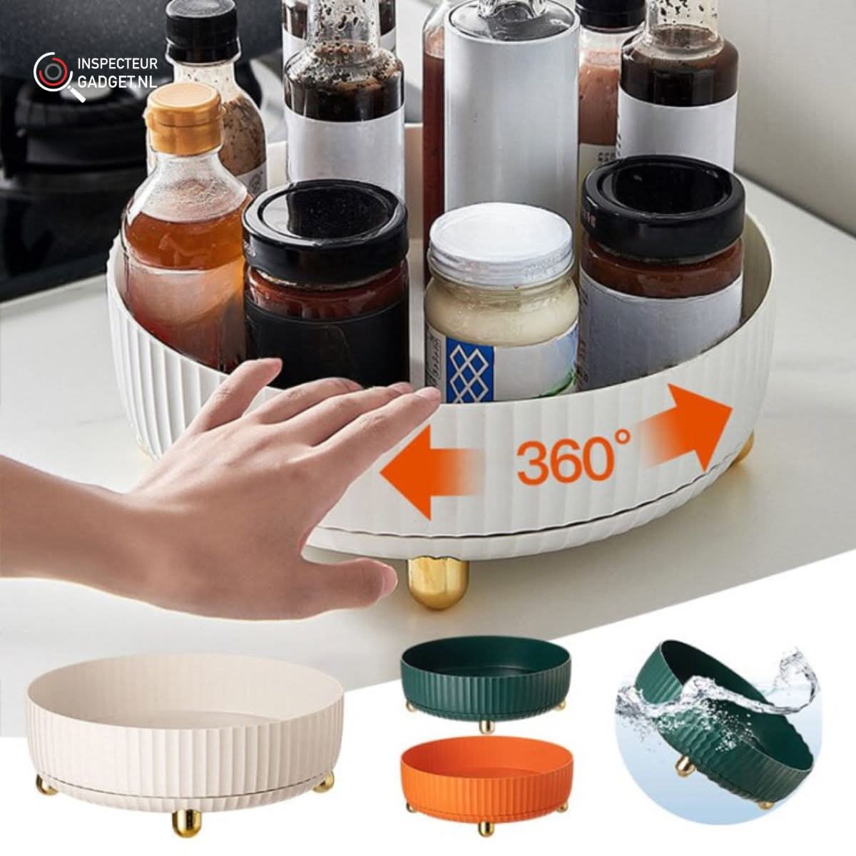 Drehbares Aufbewahrungstablett 360° Weiß Küchenorganizer Badezimmer Büro Verstellbar Platzsparend Multifunktional | Sansoti