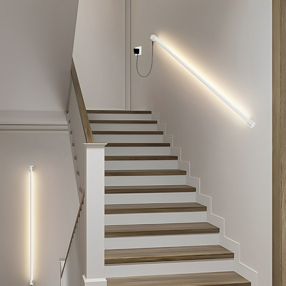 Applique murale LED orientable Strip noir et blanc au design minimaliste, réglable à 360 degrés, éclairage d’ambiance moderne | Sansoti