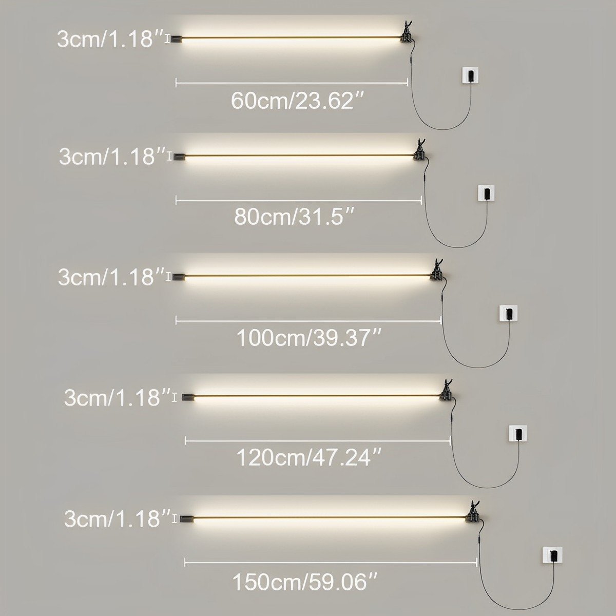 Applique murale LED orientable Strip noir et blanc au design minimaliste, réglable à 360 degrés, éclairage d’ambiance moderne | Sansoti