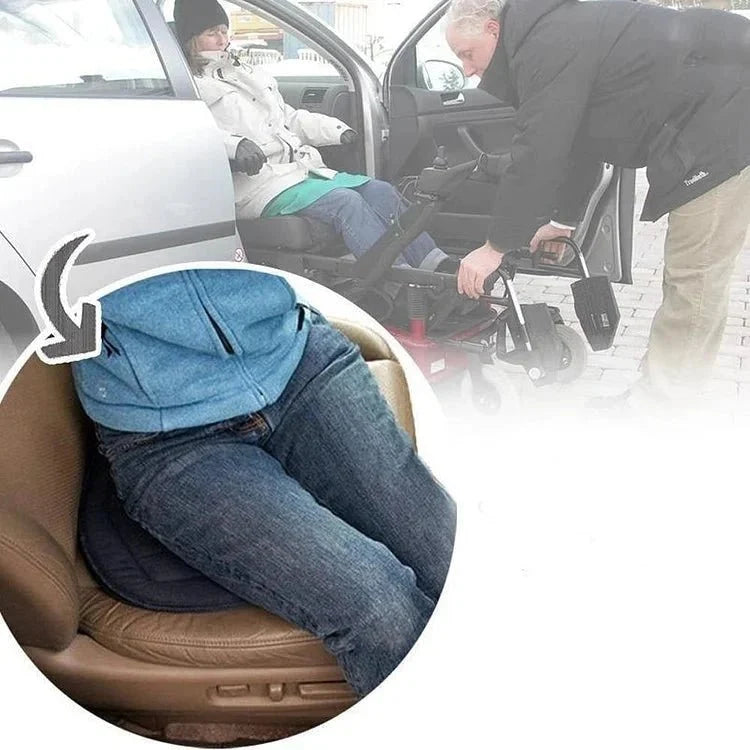 Draaibaar Zitkussen 360° Memory Foam Stoelkussen voor Ouderen Mobiliteit Comfort Auto Rolstoel Zwart Grijs | Sansoti