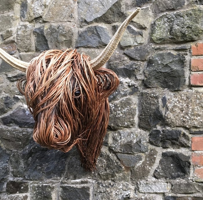 Wanddecoratie Stier Hoofd Handgemaakt Riet Naturel Woonkamer Landelijk Highland Cow Wandsculptuur Muurdecoratie Rustiek | Sansoti