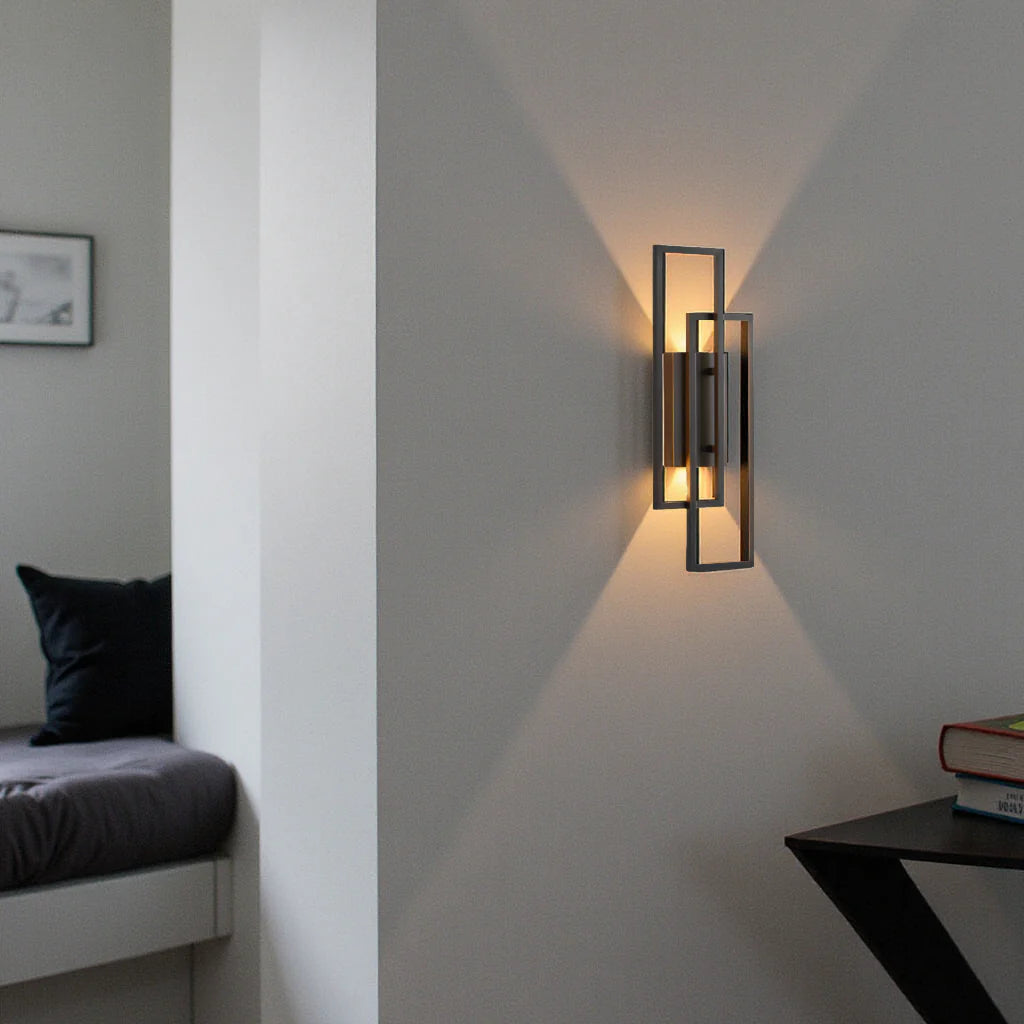 Wandlampe LED Rechteckig Geometrisch Aluminium Schwarz Warmweiß 3000K Flur Schlafzimmer Modern | Restfield