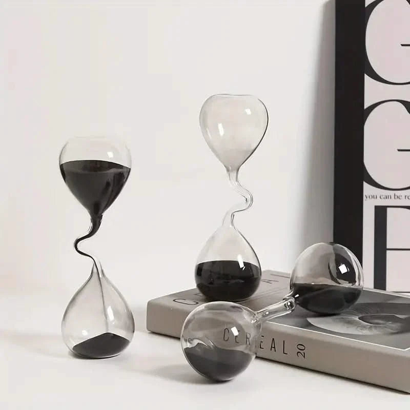 Hourglass with Twisted Shape Glass Timer Decorative Object Interior Piece Modern Style Living Room | Sansoti