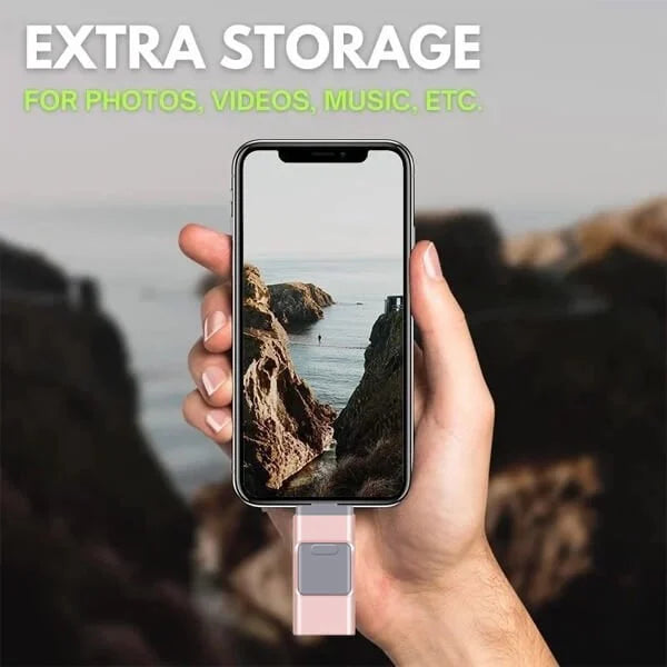 Multifunctionele USB-Stick 4-in-1 met Lightning Micro-USB Type-C Aansluiting Veilige Gegevensopslag Snelle Overdracht voor iPhone iPad Android PC MacBook | Sansoti