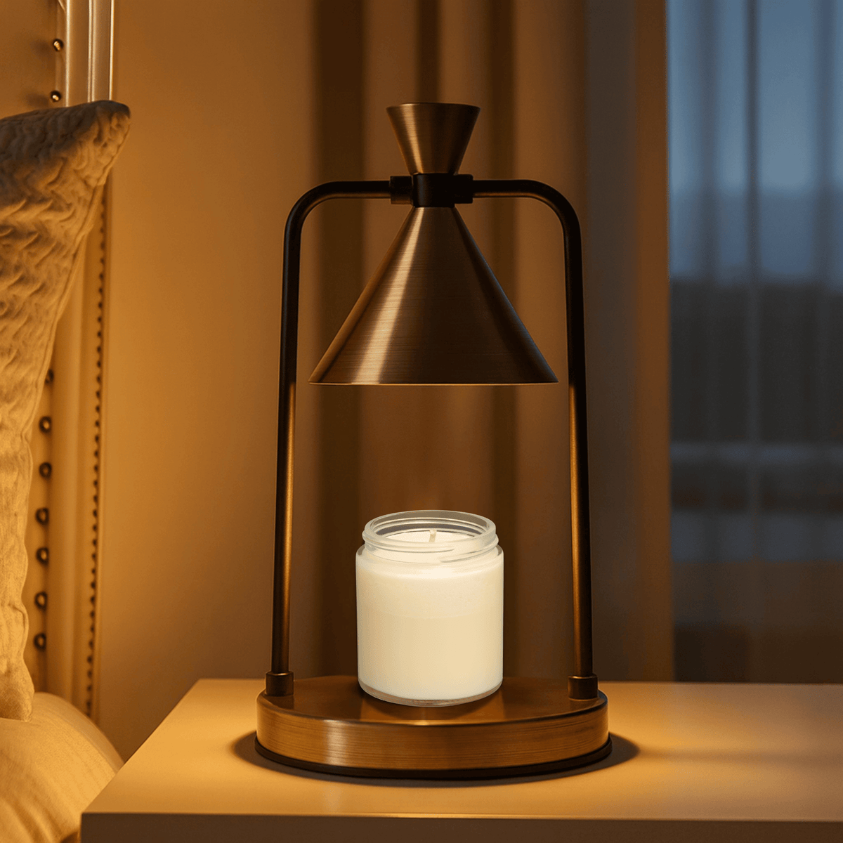 Elektrische Kaarsenwarmer Lamp Dimbaar Koper Retro Design met LED Verlichting voor Geurkaarsen Thuis | Sansoti