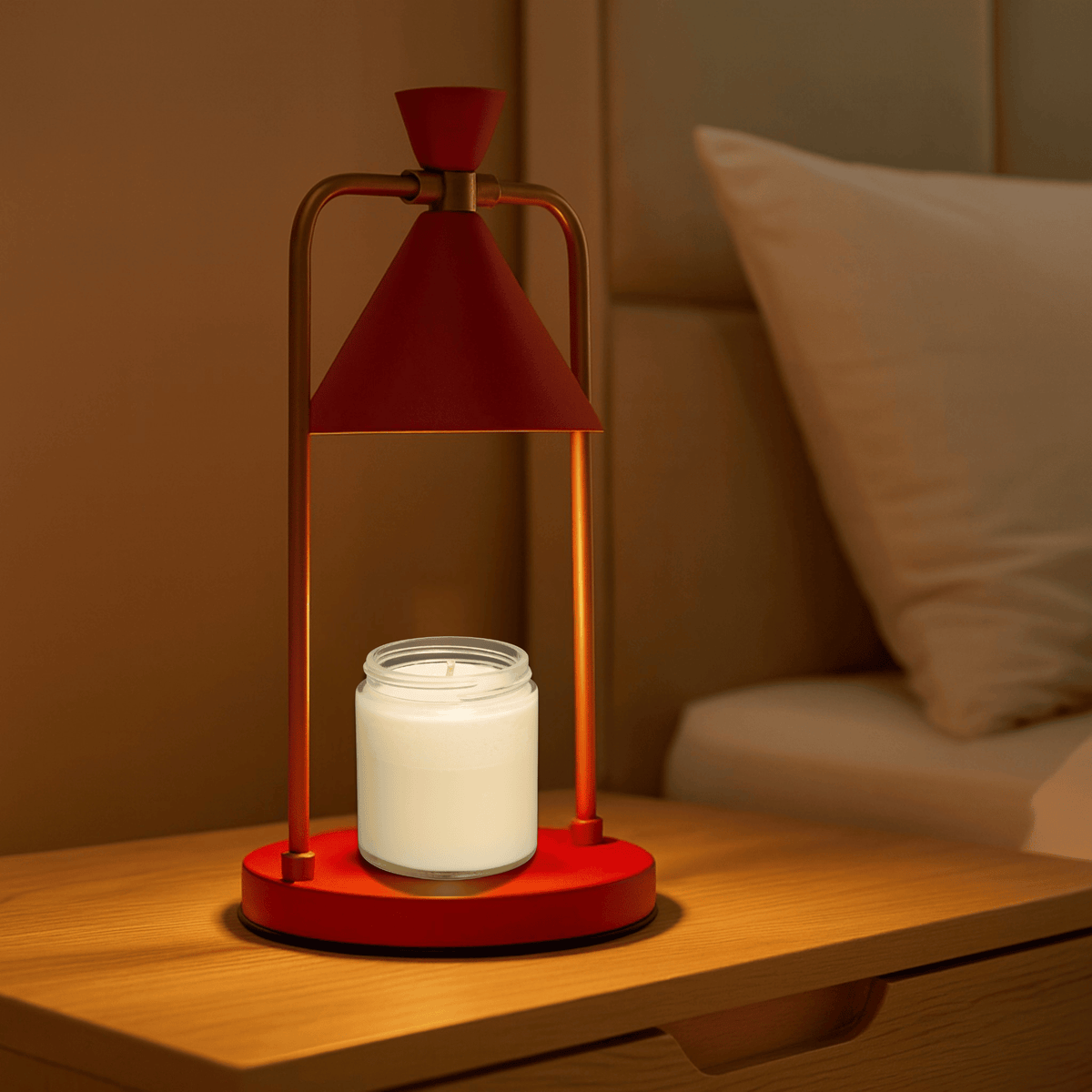 Elektrische Kaarsenwarmer Lamp Dimbaar Koper Retro Design met LED Verlichting voor Geurkaarsen Thuis | Sansoti