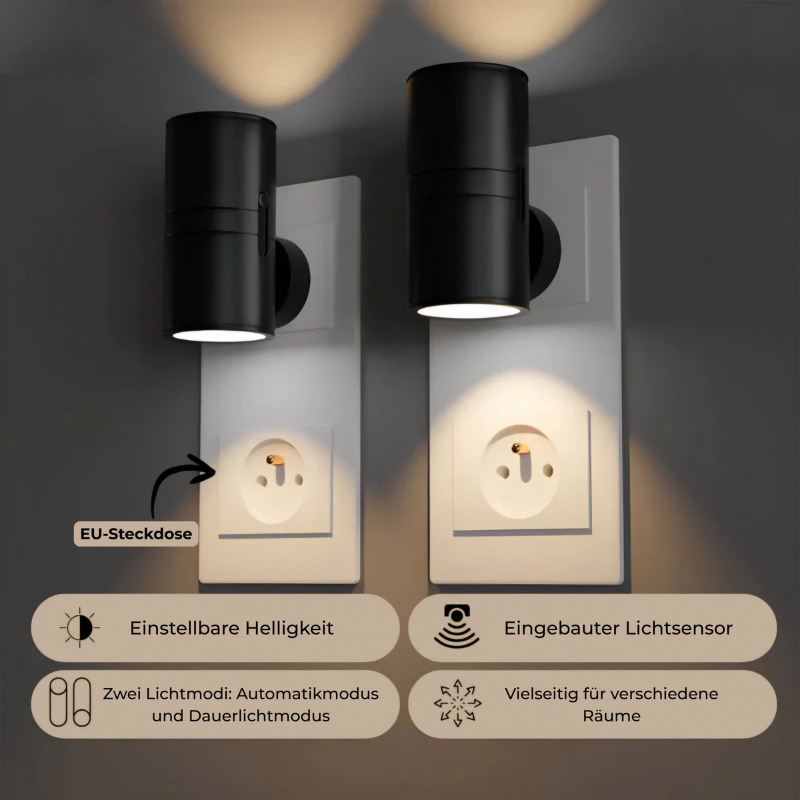 Applique à intensité variable avec fonction veilleuse, lampe à prise, éclairage LED moderne noir et blanc pour chambre et chambre d’enfant | Sansoti