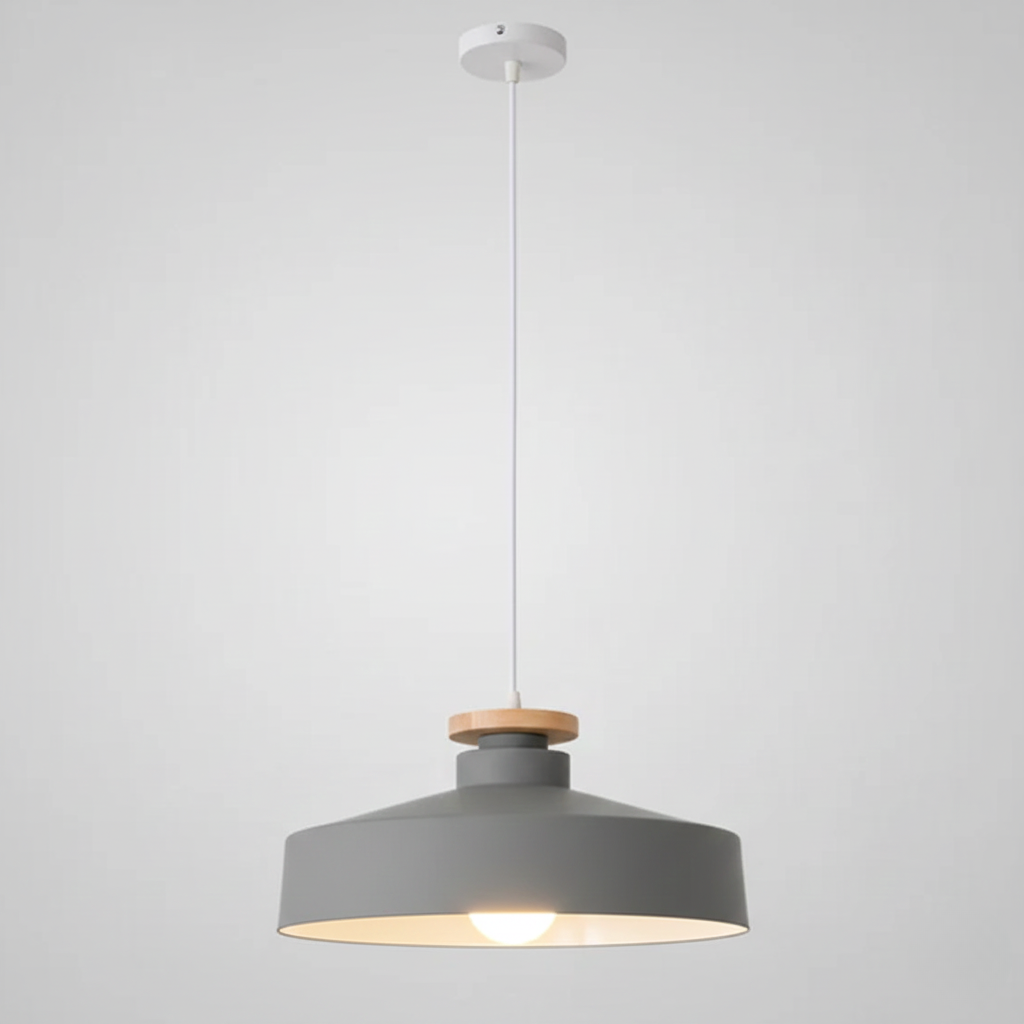 Hanglamp met Houten Kap en Aluminium Accent – Scandinavisch Design voor Eetkamer en Woonkamer | Sansoti