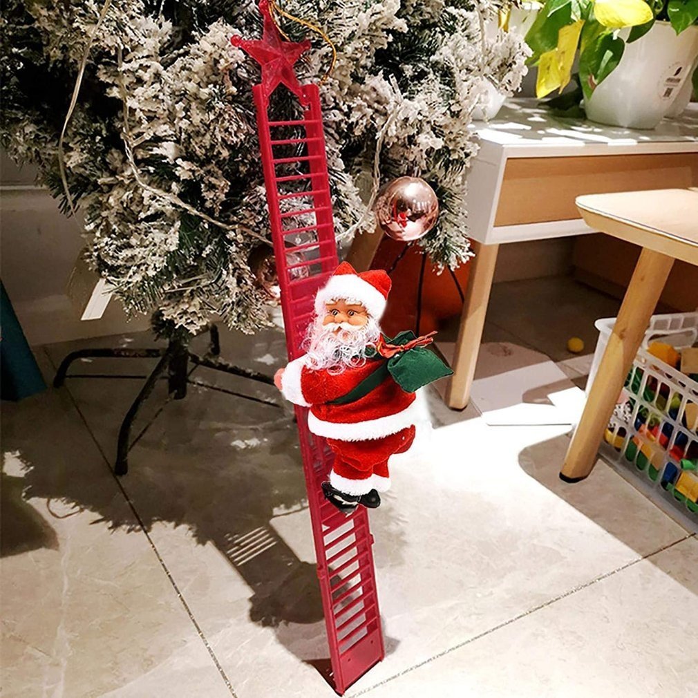 Muzikale Klimkerstman Decoratie met Ladder Beweging Geluid en Licht voor Sfeervolle Feestdagen Kerst | Sansoti