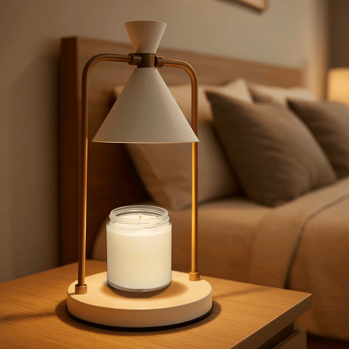 Elektrische Kaarsenwarmer Lamp Dimbaar Koper Retro Design met LED Verlichting voor Geurkaarsen Thuis | Sansoti