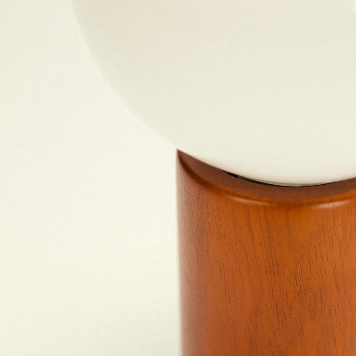Tafellamp Hout Glas Vintage Mid-Century 28cm Ronde Bol Nachtkastlamp Slaapkamer | Sansoti