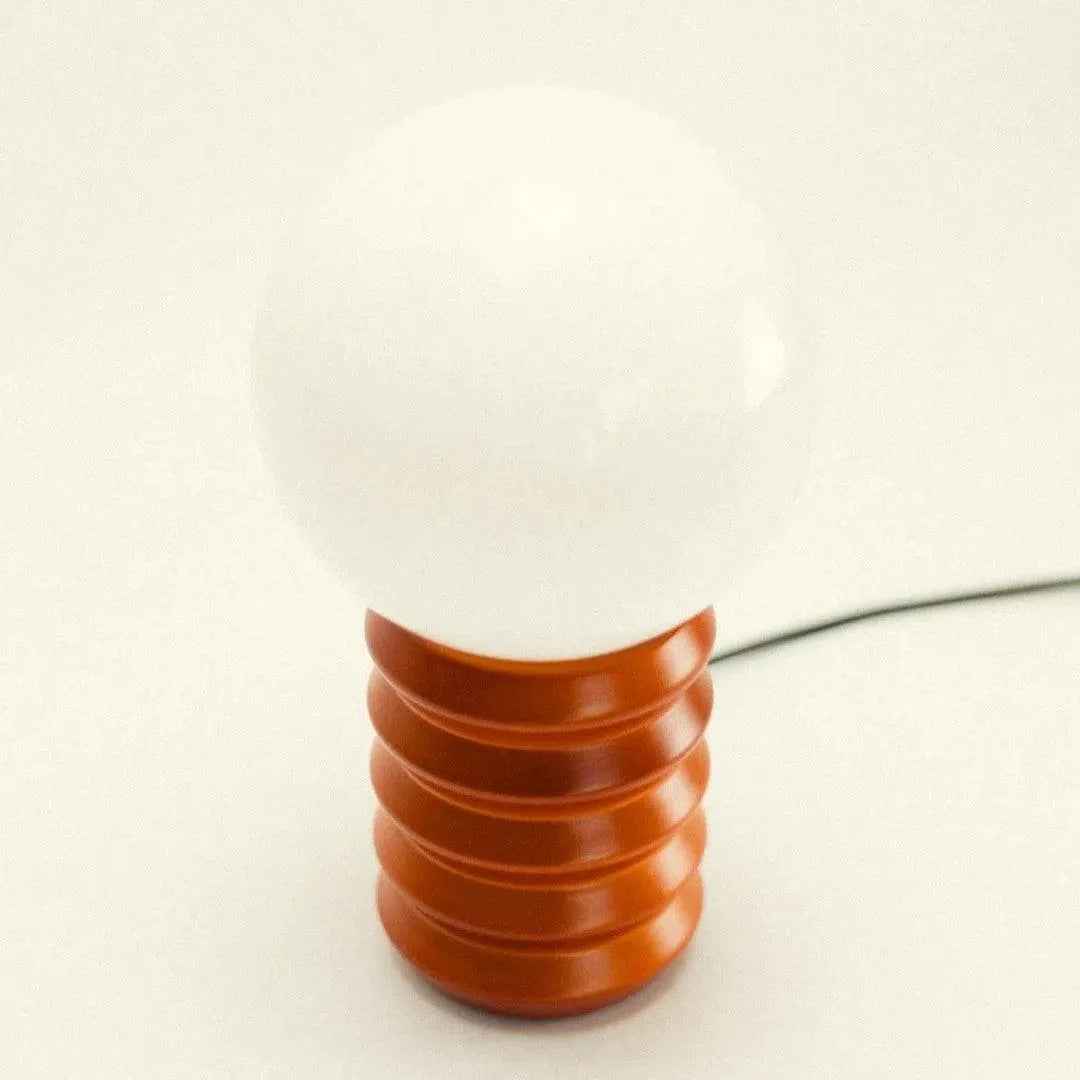 Lampe de table Bois Verre Cannelé Rétro 28cm Vert forêt Rouge Boule en verre Éclairage d'ambiance | Restfield