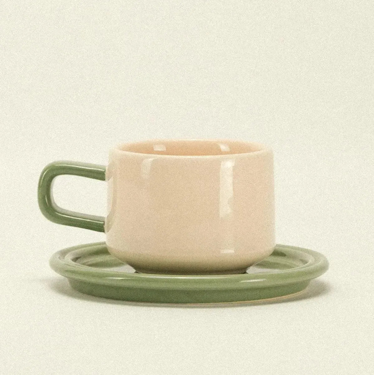 Tasse und Untertasse Keramik Bunt Klassisch Kaffee Tee Kakao Premium Geschirr Set | Restfield