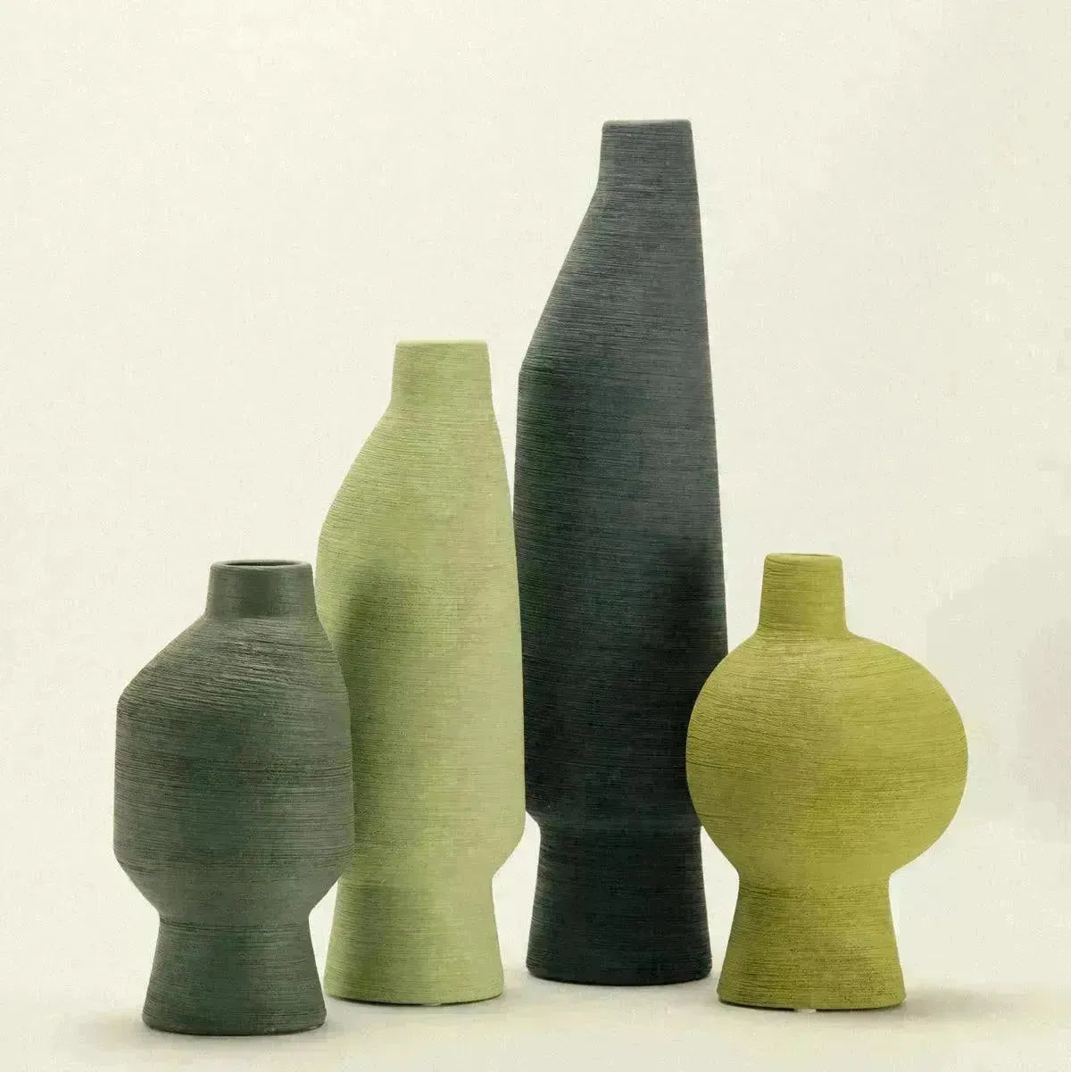 Vase Céramique Organique Vert Émeraude Matcha Olive Sculpture Vase à Fleurs Salon | Restfield