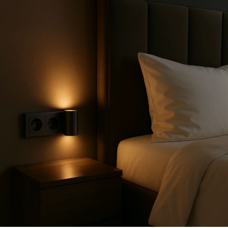 Applique à intensité variable avec fonction veilleuse, lampe à prise, éclairage LED moderne noir et blanc pour chambre et chambre d’enfant | Sansoti