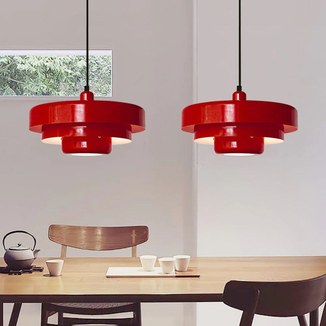 Hängeleuchte Metall Geschichtet Ø35cm Orange E27 Esstisch Wohnzimmer Retro Design Beleuchtung Industriell Modern | Restfield