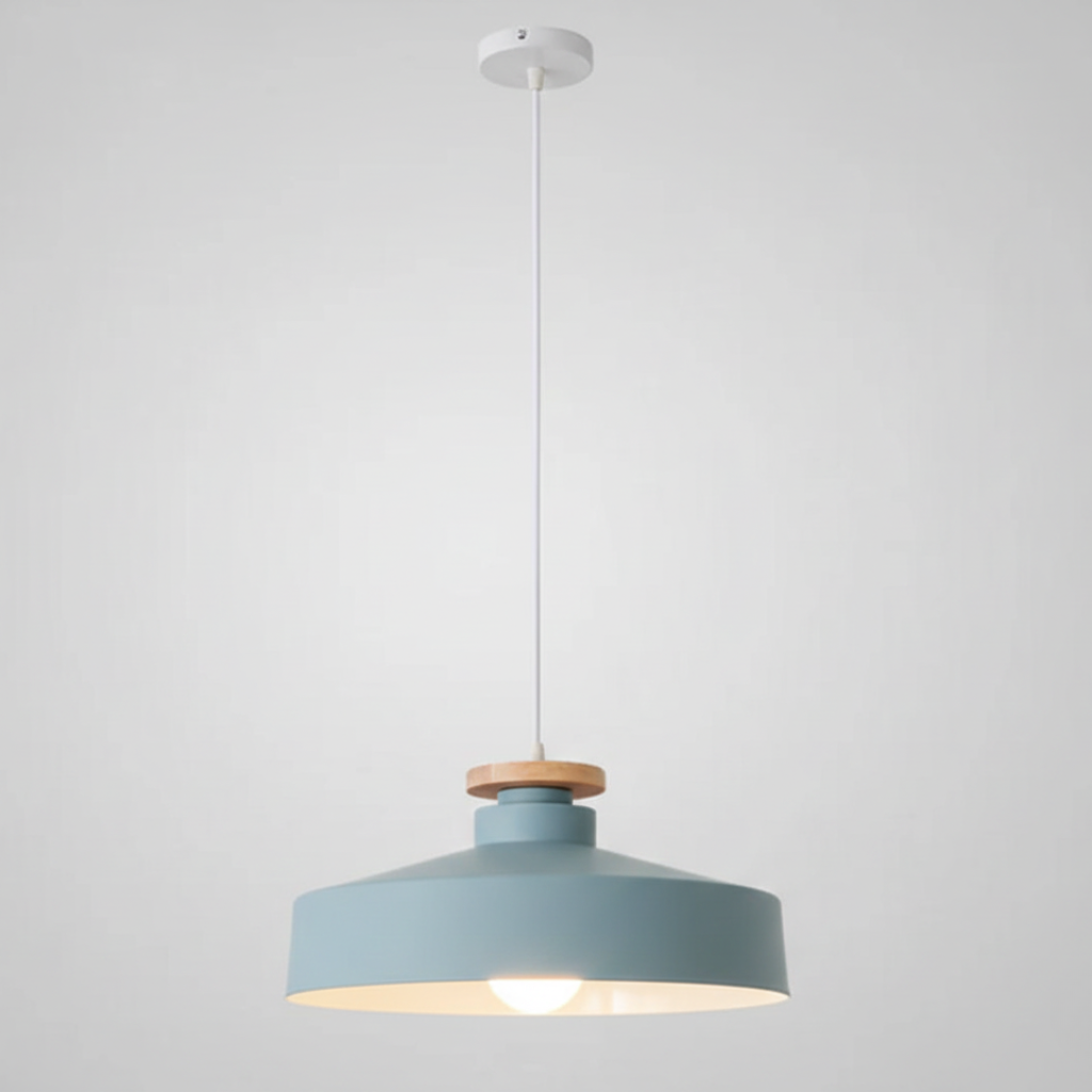Hanglamp met Houten Kap en Aluminium Accent – Scandinavisch Design voor Eetkamer en Woonkamer | Sansoti