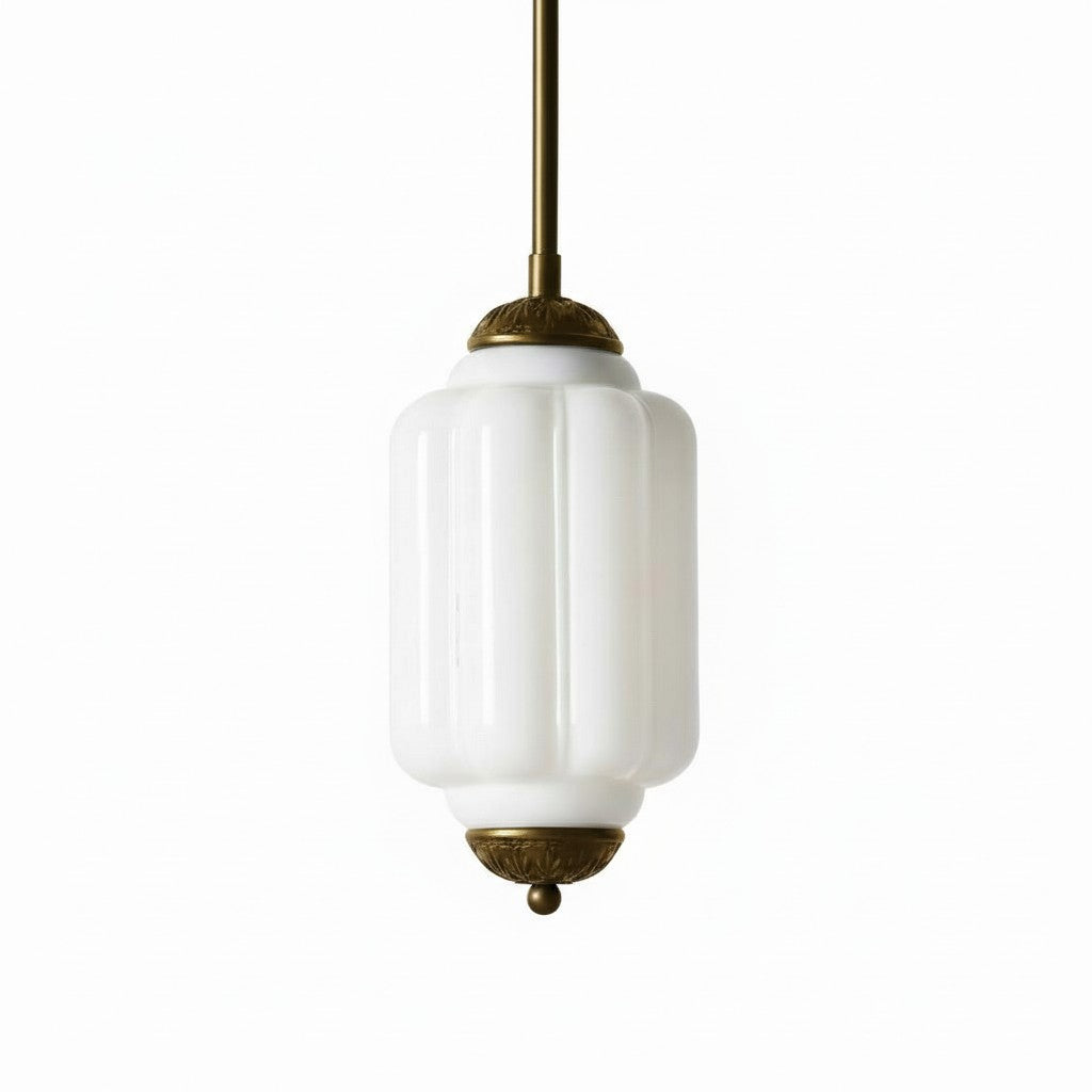 Vintage Melkglazen Hanglamp met Gegolfde Rand – Scandinavische Sfeerverlichting voor Keuken en Slaapkamer | Sansoti