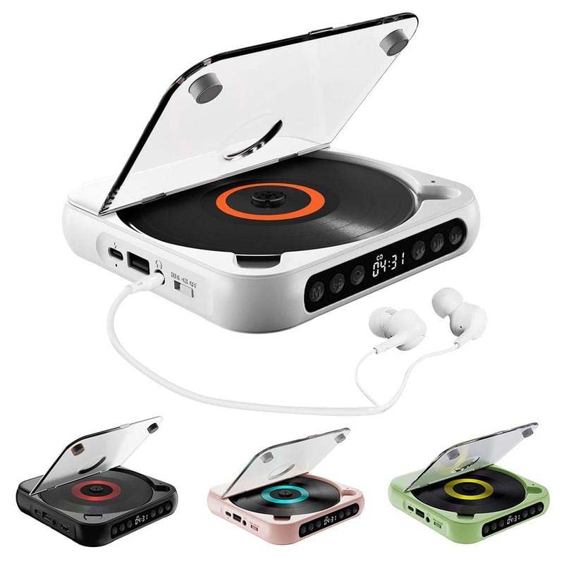 Tragbarer CD-Player mit Bluetooth 5.3, wiederaufladbarem 2000mAh Akku, Typ C USB, MP3, CD-R, CD-RW Unterstützung, kompaktes Design mit 3.5mm Anschluss | Restfield