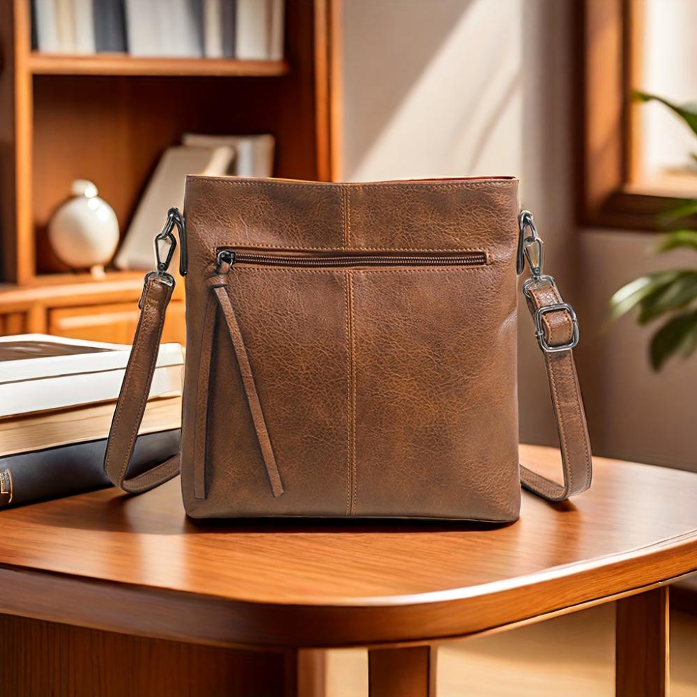 Vierkante Retro Schoudertas Bruin Crossbody Damestas Compacte Stijlvolle Schoudertas Dagelijks Gebruik | Sansoti