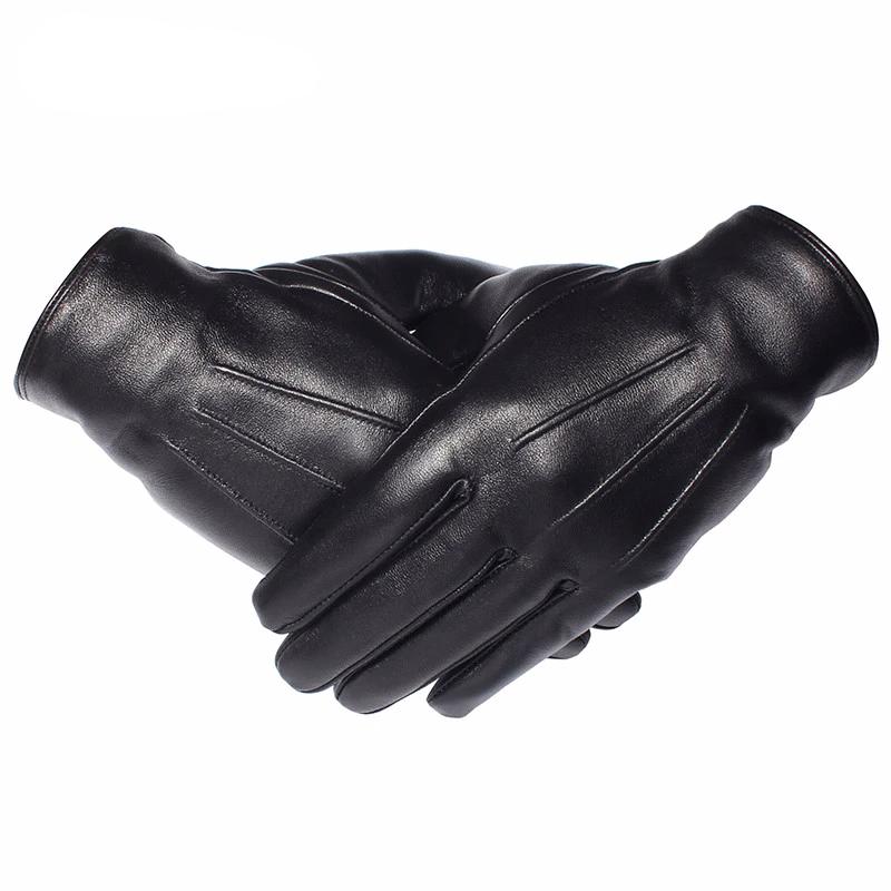 Lederhandschuhe aus gefüttertem Schafsleder Unisex Winter Warm Wasserdicht Touchscreen Elegant Klassisches Design | Sansoti