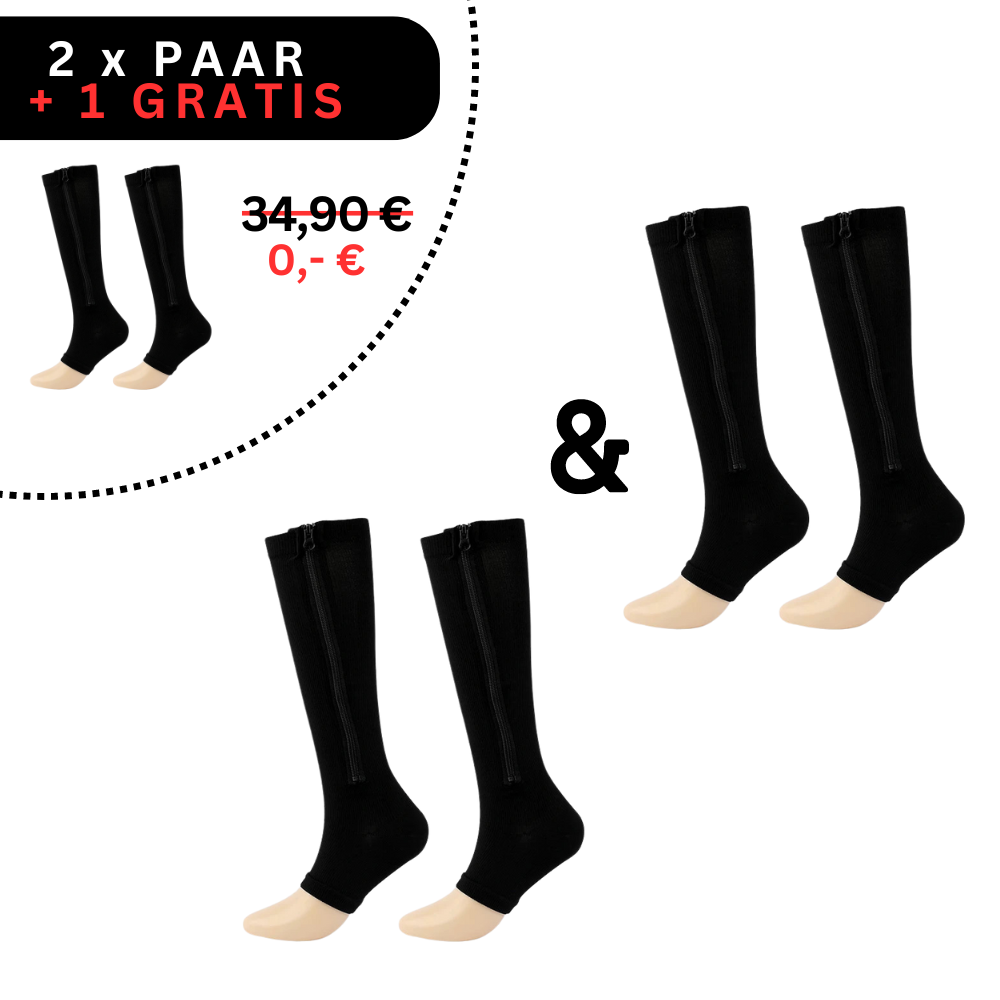 Compressiekousen met Rits Zwart Nude S-M L-XL 2XL Orthopedische Ondersteuning Dagelijks Comfort Therapeutisch | Sansoti