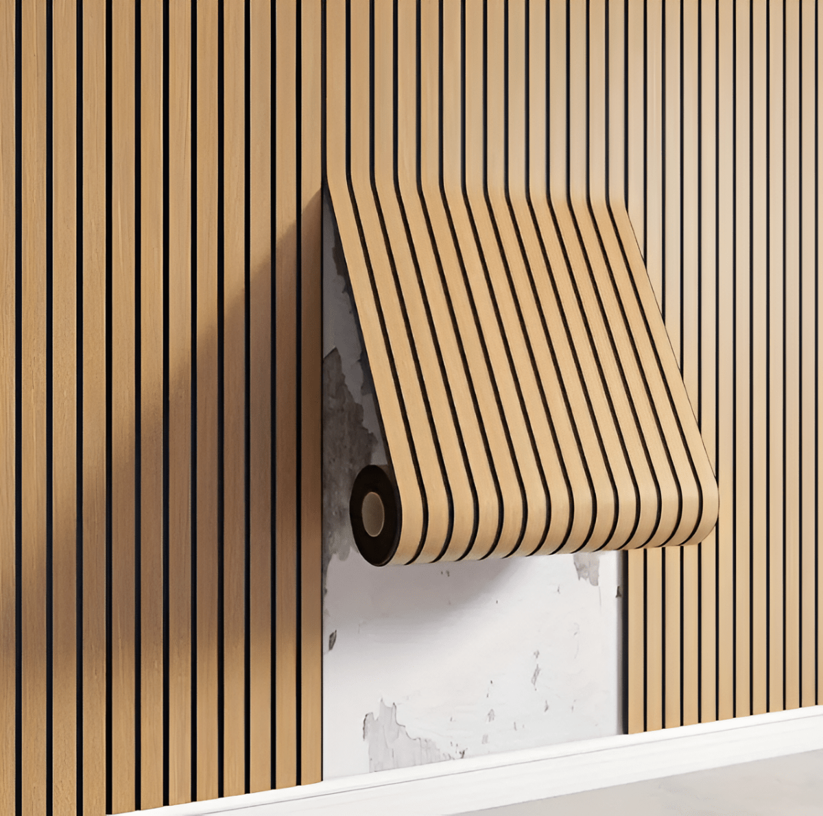 Paneles de pared autoadhesivos con aspecto de madera, de PVC resistente a la humedad, 40x300cm, decoración de pared de acento escandinava | Sansoti