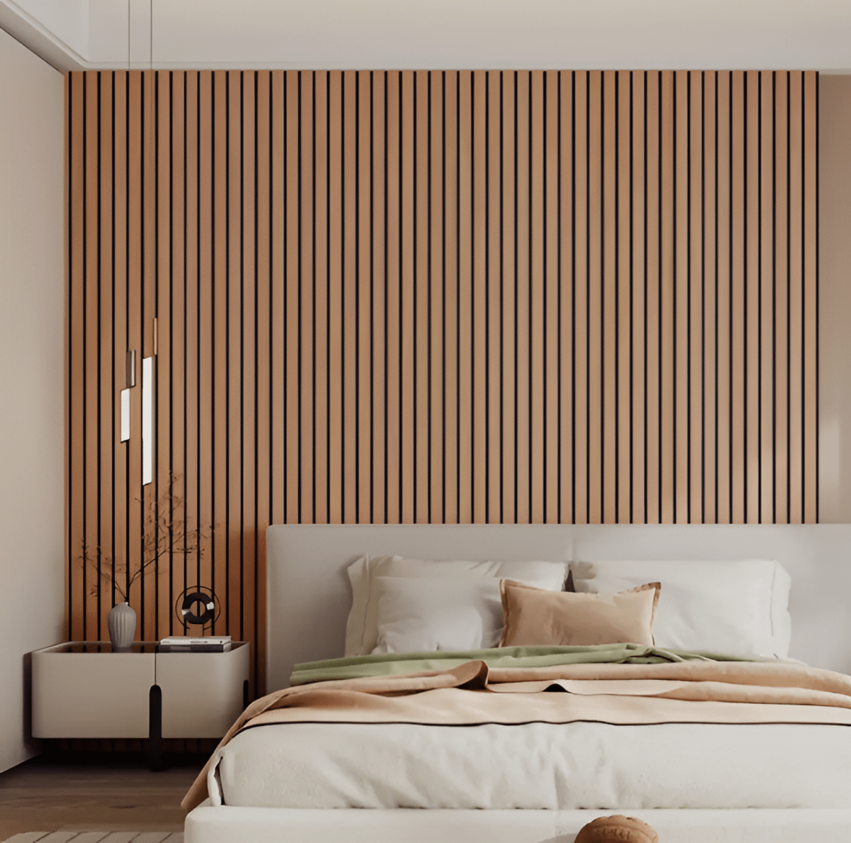 Zelfklevende Wandpanelen Houtlook PVC Vochtbestendig 40x300cm Scandinavische Accent Muur Wand Decoratie | Sansoti