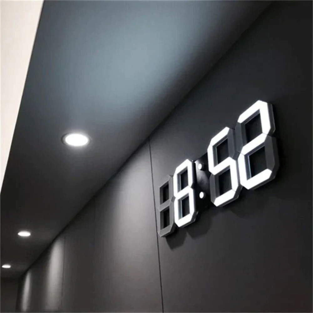 Grote 3D Digitale LED Wandklok Met Dimbare Verlichting En Nachtmodus Voor Woonkamer Slaapkamer En Kantoor | Sansoti