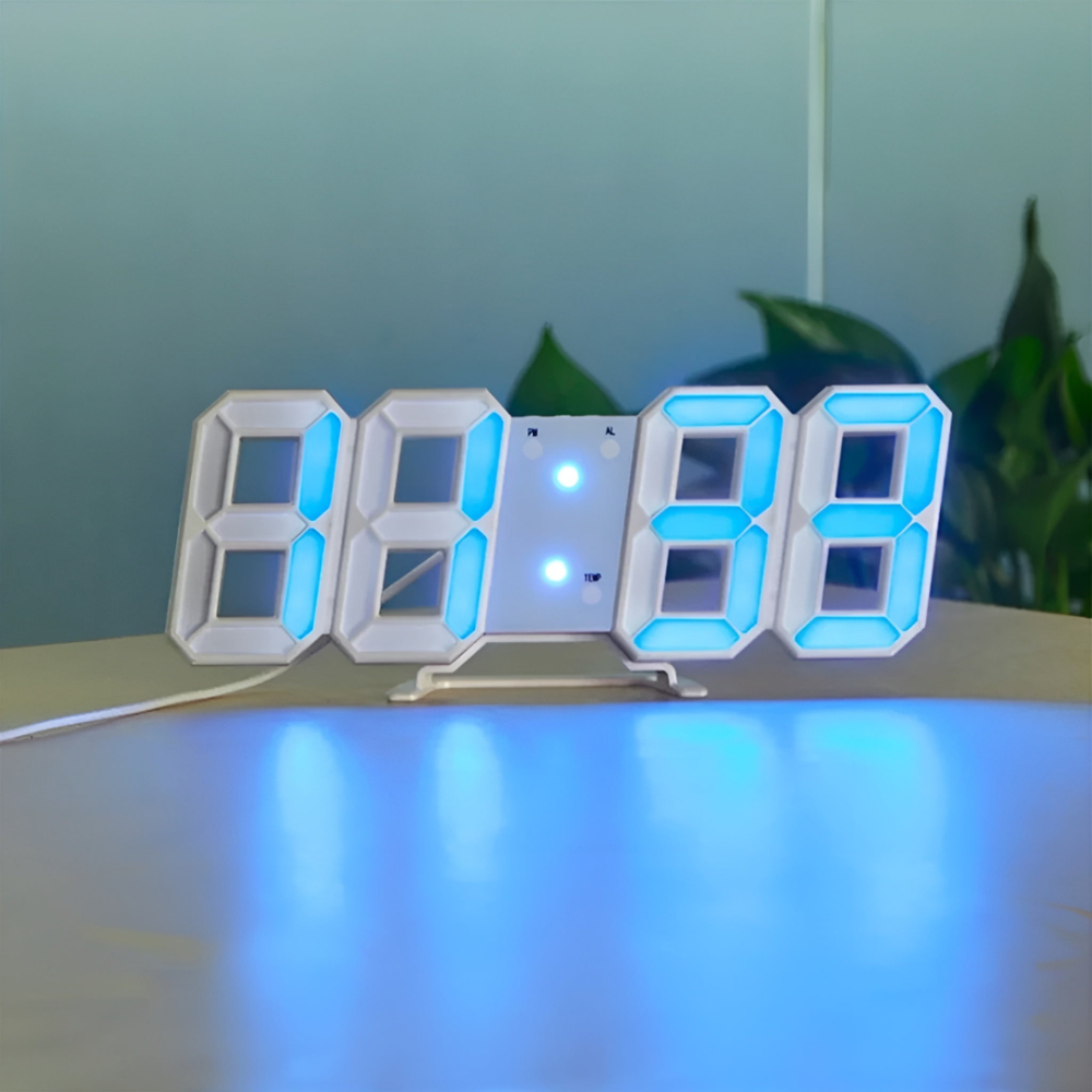 Grote 3D Digitale LED Wandklok Met Dimbare Verlichting En Nachtmodus Voor Woonkamer Slaapkamer En Kantoor | Sansoti