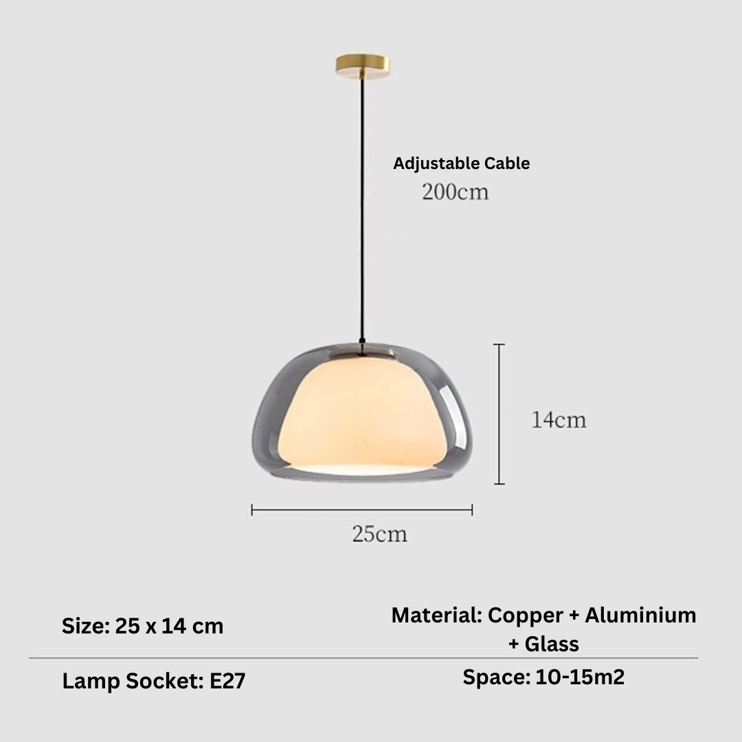 Globe Hanglamp met Gerookte Glazen Bol – Gouden, Zwarte of Transparante Afwerking | Scandinavisch Design | Sansoti
