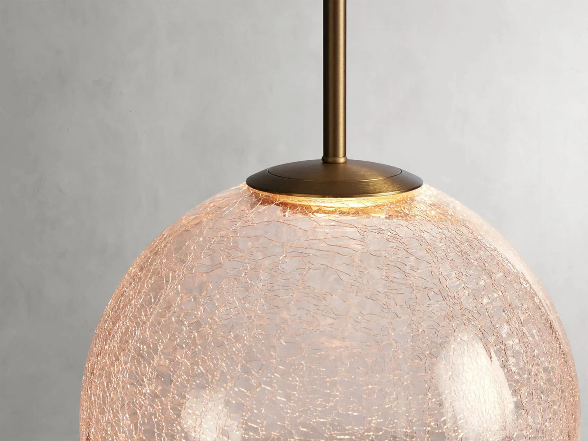 Szklana lampa wisząca ze zintegrowanym oświetleniem LED, wykończenie mosiężne, regulowana, designerska, do jadalni i salonu | Sansoti