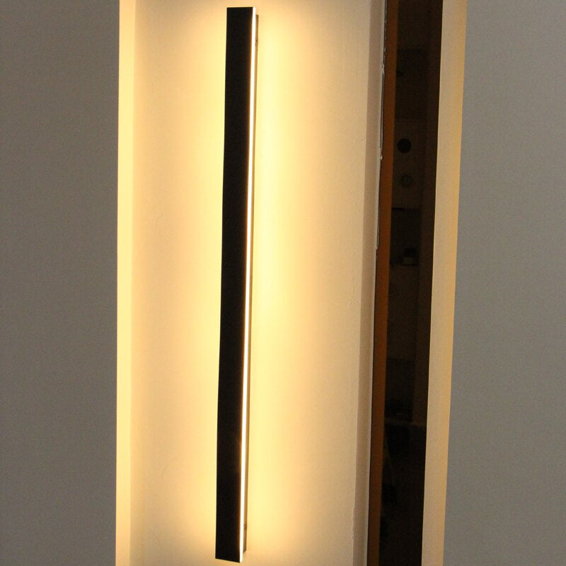 Aluminum Waterproof Outdoor Wall Lamp Linear LED Sleek Design Black Chrome Garden Veranda Garage Ambient Light 40-240cm | Sansoti