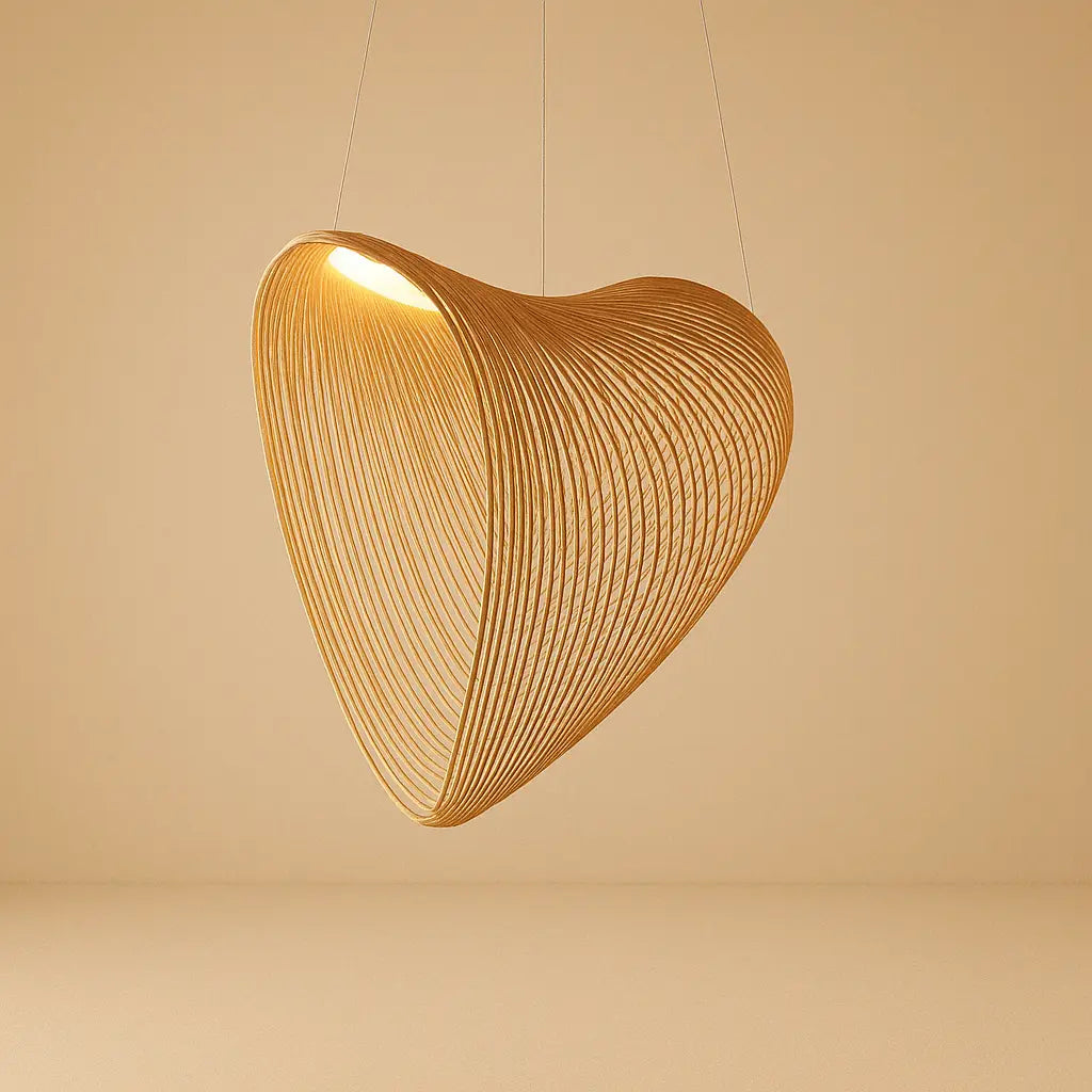 Houten Hanglamp LED 8W Naturel Woonkamer Restaurant Bar Organische Designlamp Golvende Houten Lamp Sfeerverlichting | Sansoti