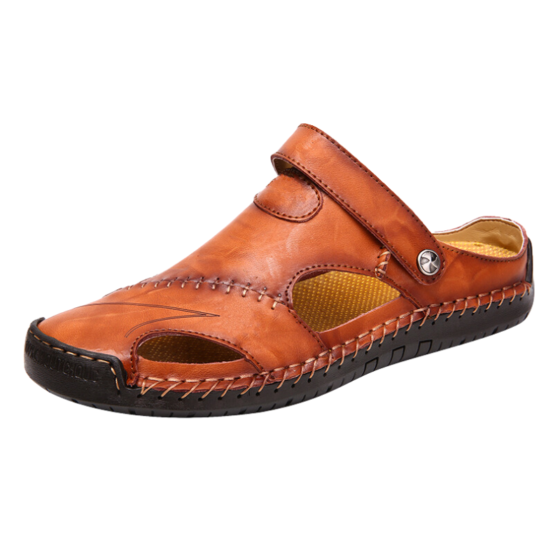 Orthopedische Heren Lederen Sandalen – Comfortabel Zomerse Slippers met Antislip Zool Casual Pantoffels | Sansoti