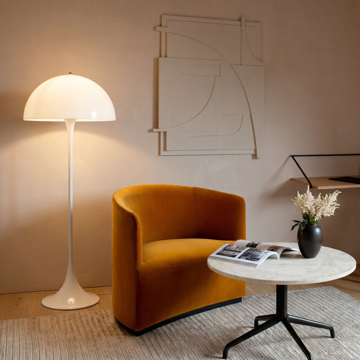Lampadaire organique avec abat-jour en forme de dôme Ø50cm | LED blanc chaud 3000K | Design sculptural pour salon et chambre | Sansoti