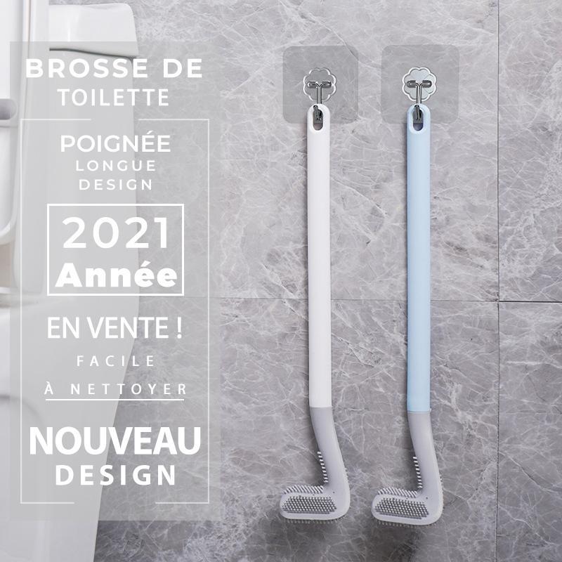 Wandmontage Toiletborstel met Lange Steel en Driehoekige Borstelkop voor Grondig Reinigen van Elke Hoek | Sansoti