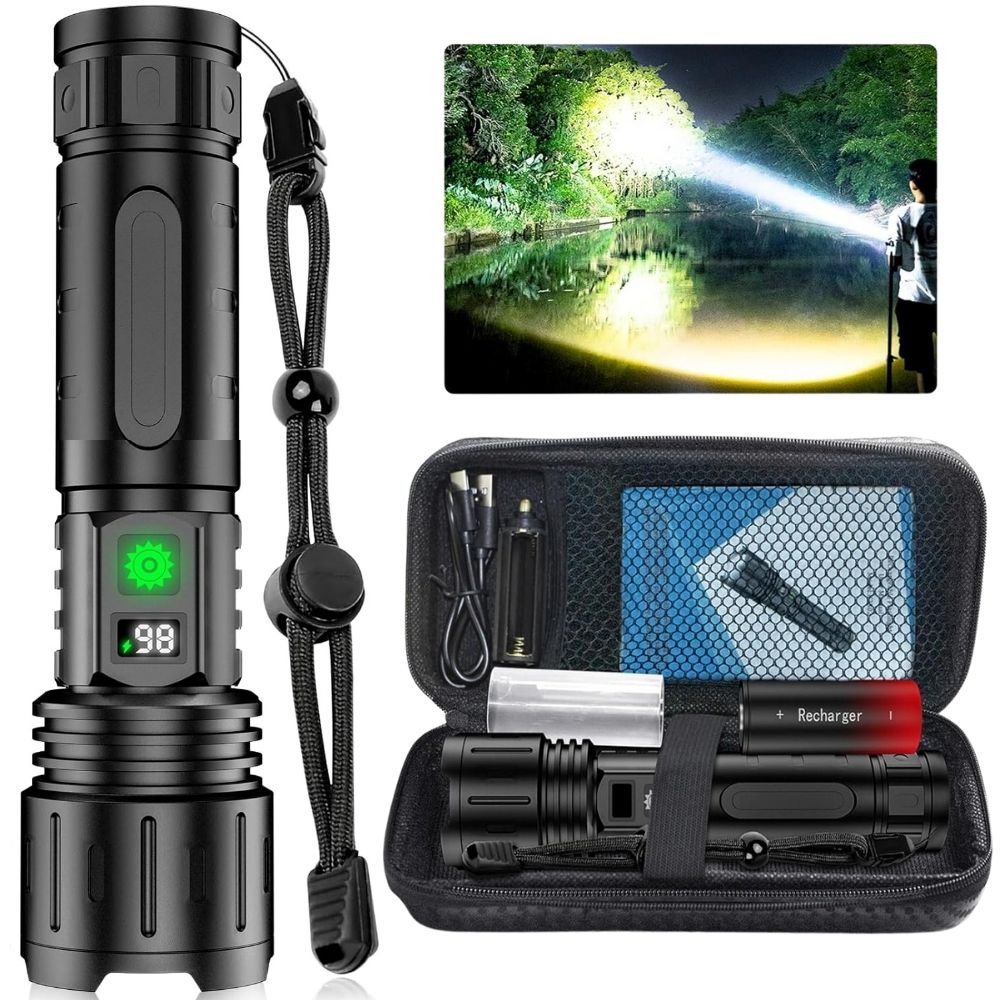 Krachtige Zaklamp met Oplaadbare Batterij en Heldere LED-verlichting voor Outdoor Camping Wandelen Noodgevallen | Sansoti